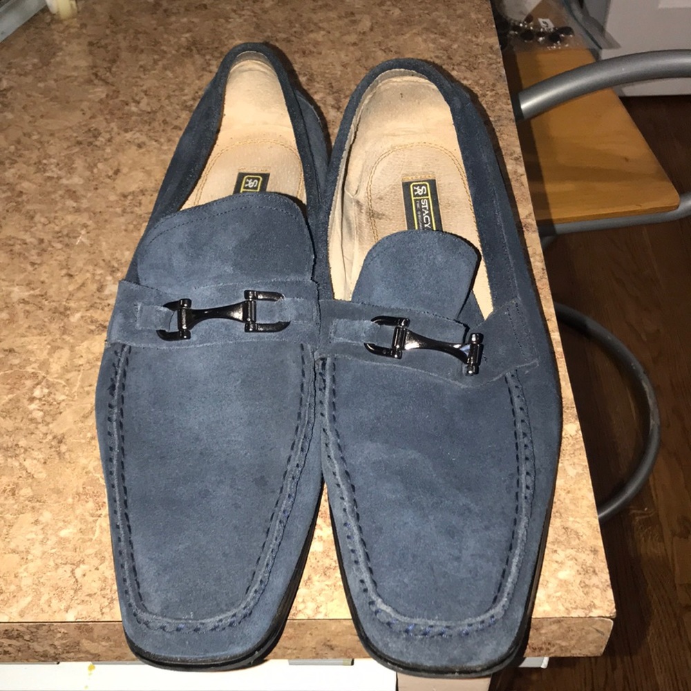 stacy adams black and gold loafers